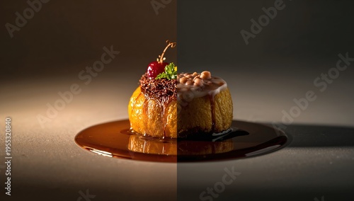 Caramel Flan On Dark Plate