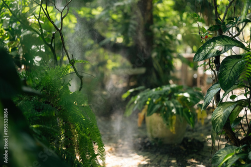 Lush garden green plant tro...