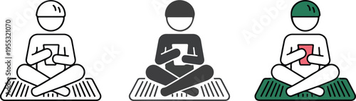 Set of three minimalist paddle hair brush icons in outline and solid styles for hair care salon and beauty grooming vector illustration isolated on light background.