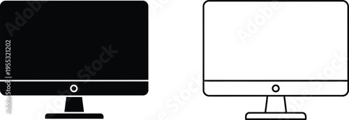 Computer monitors black and white illustration Vector
