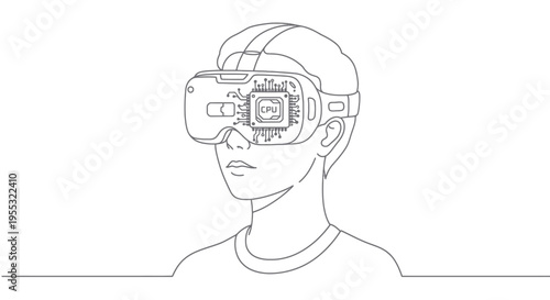Man Wearing Virtual Reality Headset.