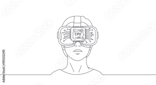 Man Wearing Virtual Reality Headset.