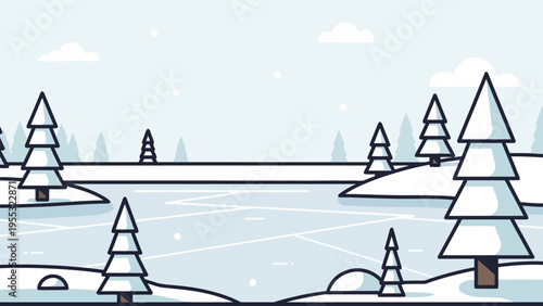 Snowy Landscape with Trees.
