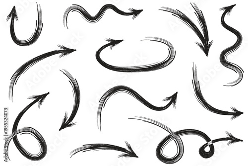 Collection of hand drawn arrows in various directions and styles
