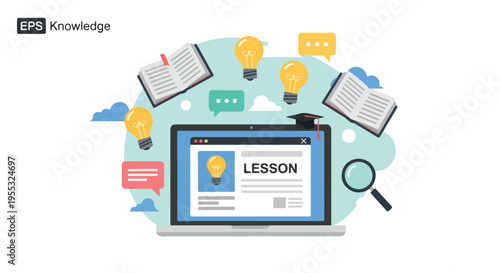 Online Education and E-Learning Platform Vector Illustration