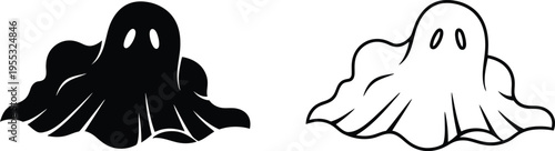 Black and white ghost illustrations Vector