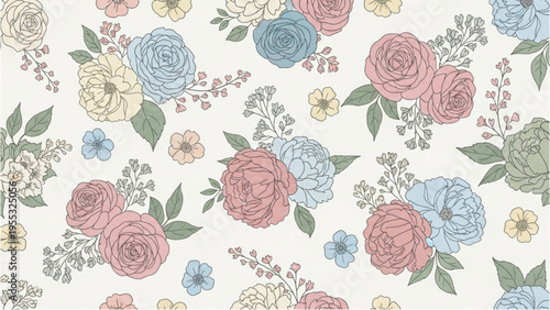 Vibrant flowers bloom in a colorful floral pattern on fabric