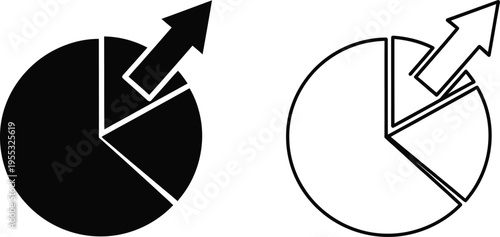 Pie chart growth comparison Vector