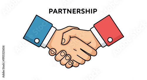 Partnership business handshake illustration, professional deal agreement icon, corporate collaboration and teamwork concept, EPS vector graphic