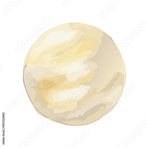 Watercolor-style mystic solar system planets set, earth, mars, jupiter, saturn, space illustration／水彩　惑星