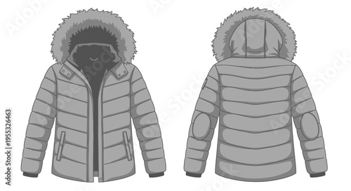 Gray Winter Puffer Jacket.