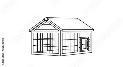 Greenhouse Simple Line Drawing.