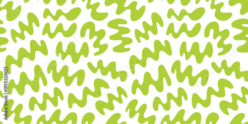 Lime handmade scribble seamless texture with energy loose repeating squiggles creating dynamic rhythm, craft aesthetic for stationery, youthful branding, DIY and eco product design.