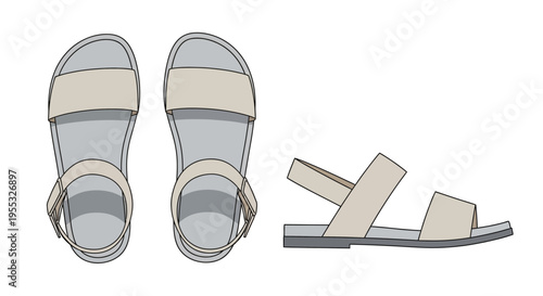 Pair of Sandals Illustration.
