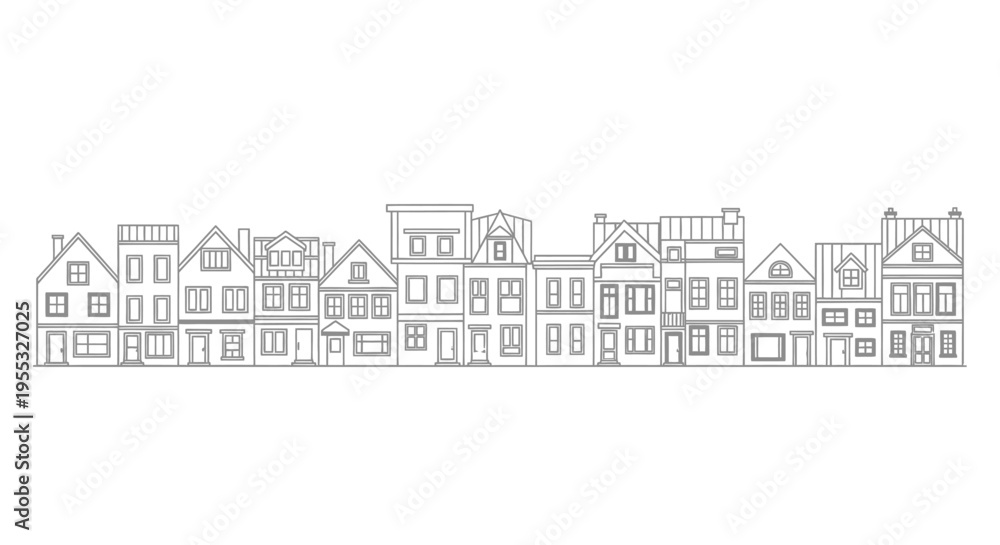 Obraz premium Row of Houses Illustration.