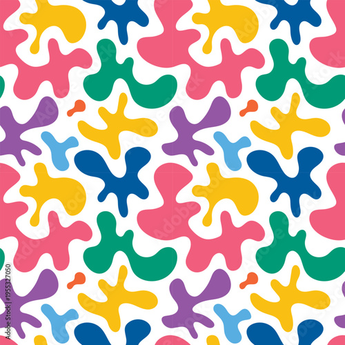 Colorful flowing shapes energize spaces. Bright and lively patterns stimulate productivity and inspiration. Bold and energetic mural motifs foster vibrant and motivating work environment