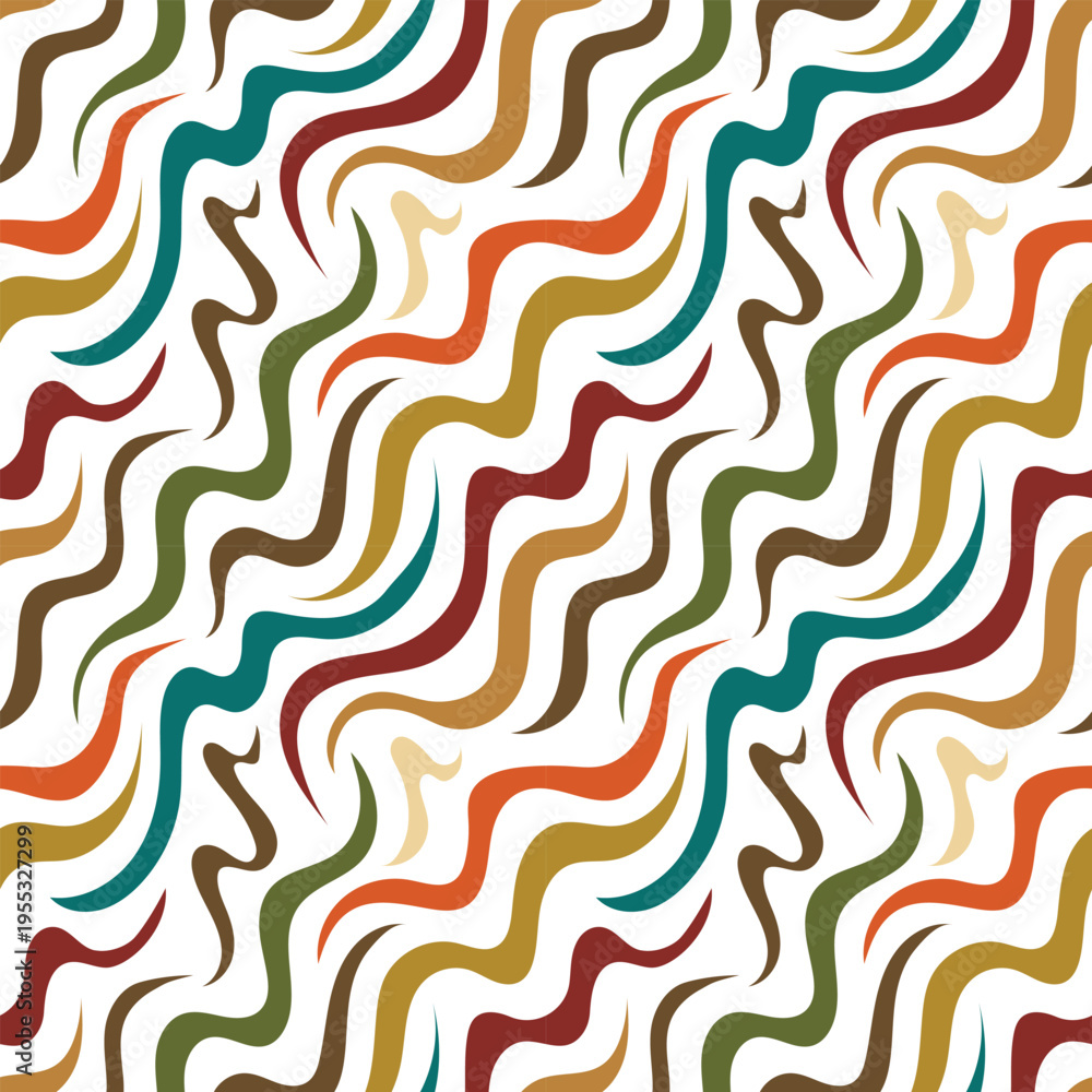 Obraz premium Vivid wavy pattern. Colorful wave design for versatility. Energetic undulating motif with bright shades. Vibrant flowing lines inspired by retro wave motifs for multiple applications