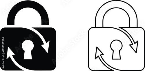 Lock and unlock icons with arrows Vector