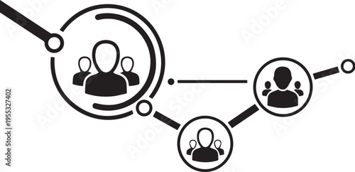 A network of connected people icons