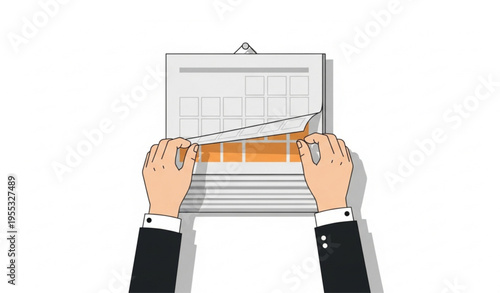 Deadline Concept with Business Hands Flipping Last Calendar Page Vector