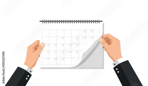 Deadline Concept with Business Hands Flipping Last Calendar Page Vector