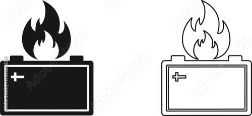 Burning batteries on fire Vector