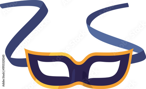 Carnival eye mask on the ribbon, festive masquerade mask, focus trick accessory face disguise, magician illusion stuff