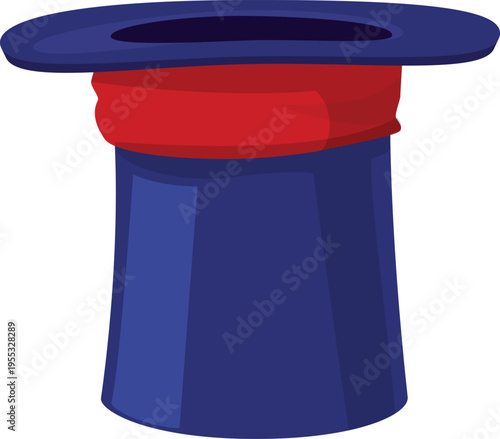 Magic hat, vector cartoon wizard tool, illusionist black cylinder magic illusion stuff, magician focus trick accessory