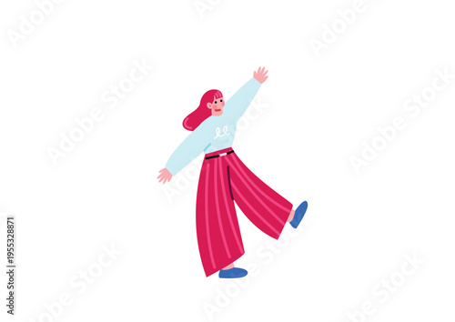 両手を広げる可愛い女の子のイラスト