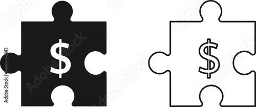 Business partnership puzzle pieces with dollar signs Vector