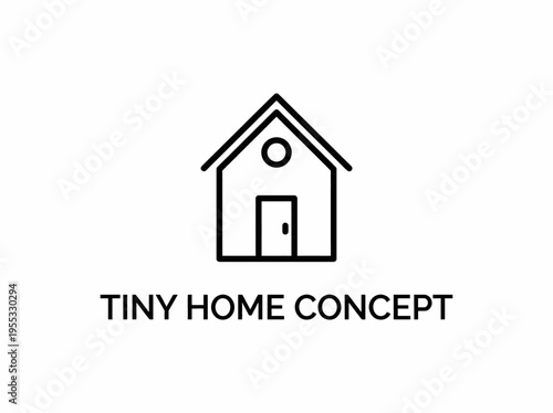 Line art icon representing the modern tiny home concept, symbolizing minimalist living, compact architecture, and sustainable housing solutions