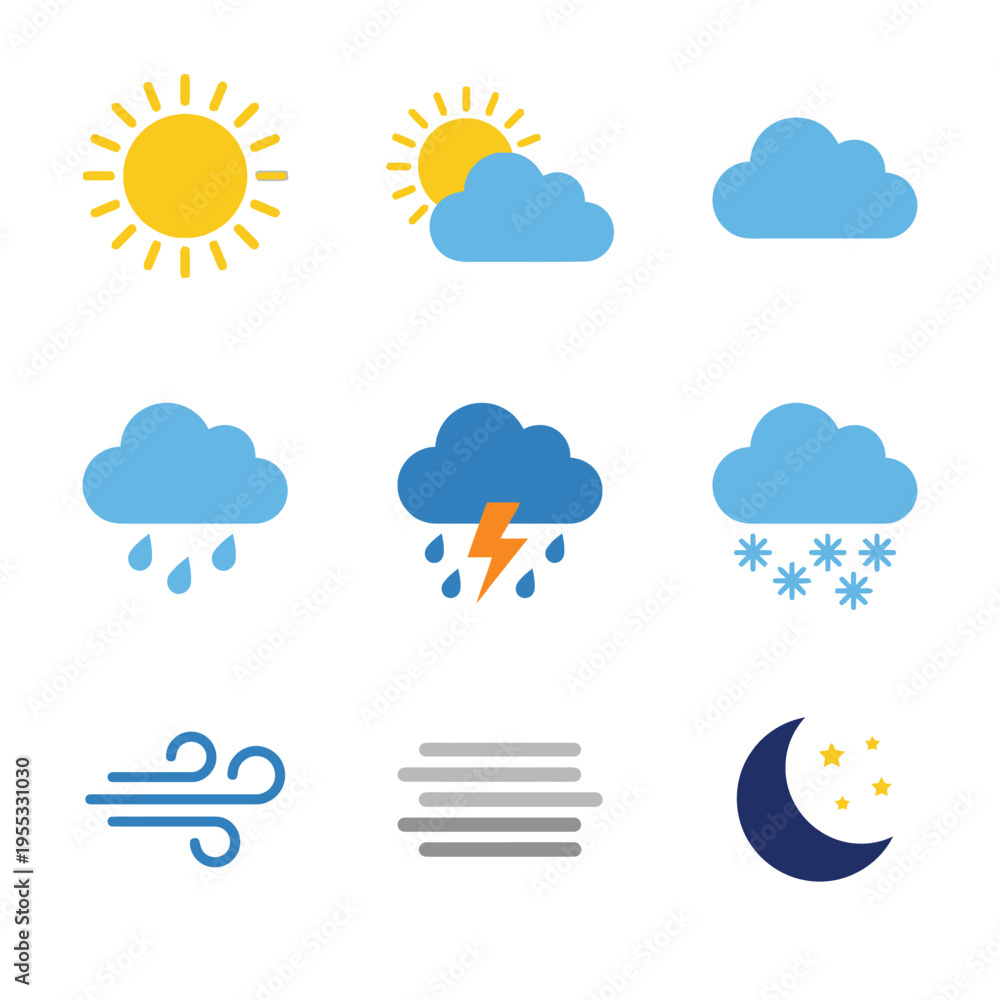 Obraz premium World Meteorological Day Icons A Visual Guide to Weather Phenomena
