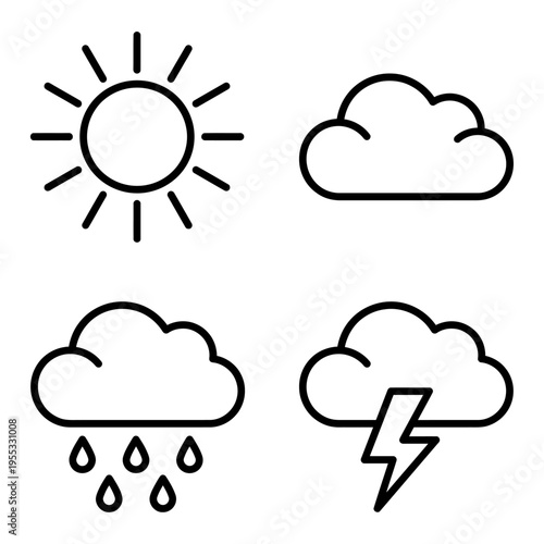 World Meteorological Day A Collection of Icons Representing Various Weather Conditions, Including Sunshine, Clouds, Rain, and Thunderstorms