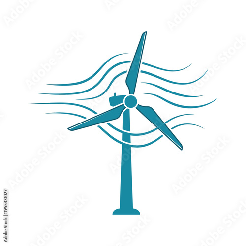 Modern vector illustration of a wind turbine for World Meteorological Day, symbolizing clean energy, environmental sustainability, and the power of wind, representing innovative graphic design