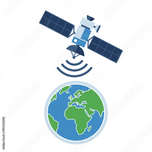 Satellite orbiting Earth, symbolizing global connectivity and World Meteorological Day observances
