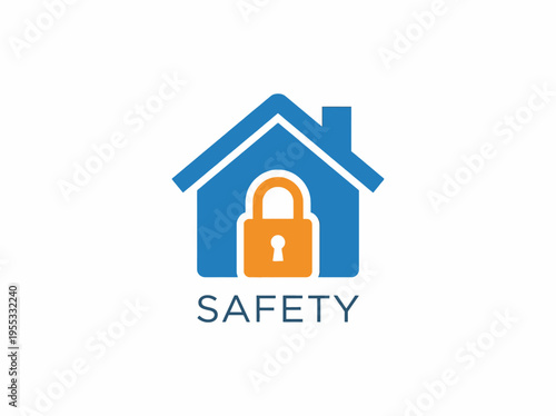 Home security and protection concept illustrated by a house with a lock on it. Protecting your property with robust safety measures
