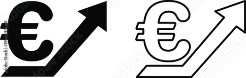 Euro currency symbol growth arrow Vector