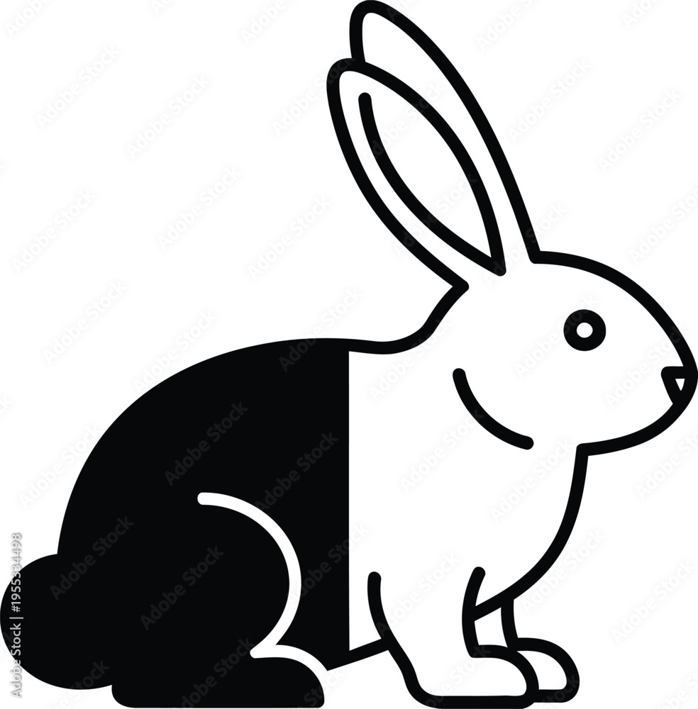 Fototapeta premium Black and white rabbit Vector
