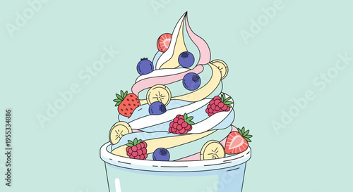 Ice Cream Sundae Cup with Fruit Toppings