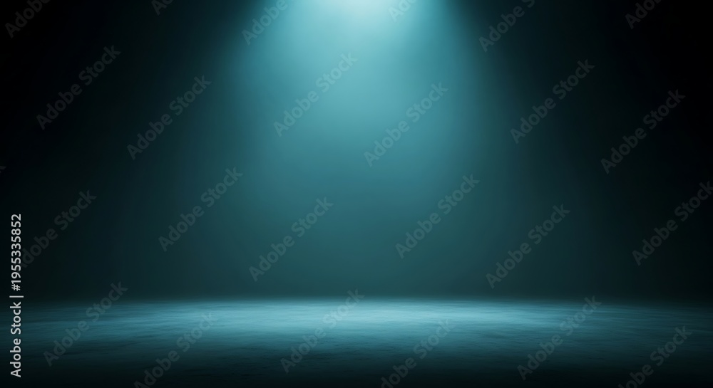 Obraz premium Empty concrete stage with dramatic spotlight illumination on dark background