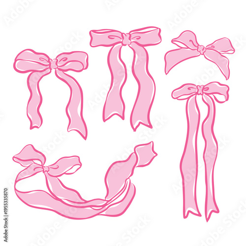 Cute pink coquette bow collection clip art
