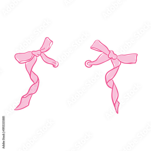 Hand drawn preppy pink bow clip art