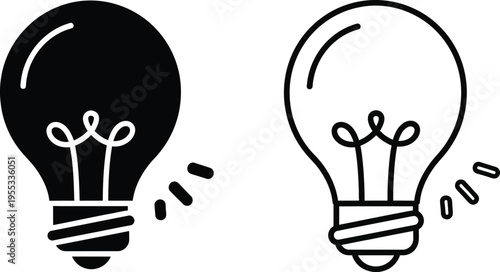 Black and white light bulbs on and off Vector