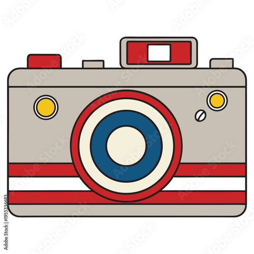 Minimalist Red and Grey Antique Camera Vector Element