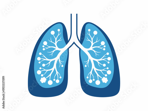 An abstract visualization of human lungs, beautifully depicted in soothing blue tones with branches symbolizing airways, emphasizing the importance of respiratory health and vitality.