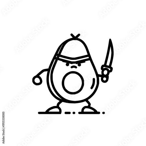 Angry Avocado Ninja Holding Knife