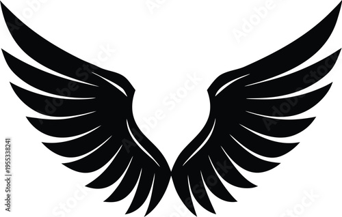angel wings silhouette vector icon 