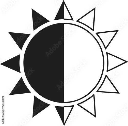 Solar eclipse sun symbol black and white Vector