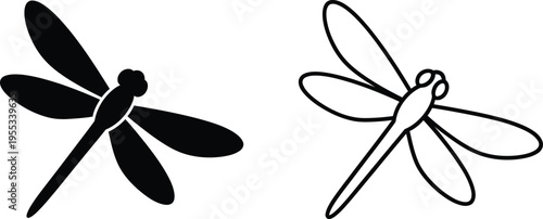 Black and white dragonflies side by side Vector