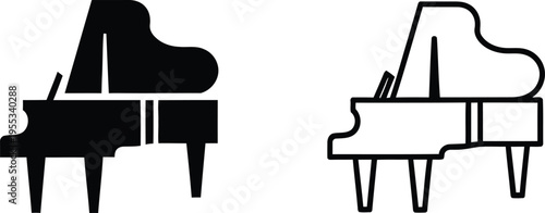 Piano black and white Vector